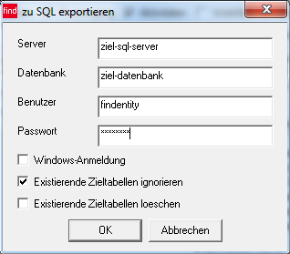 zu SQL exportieren