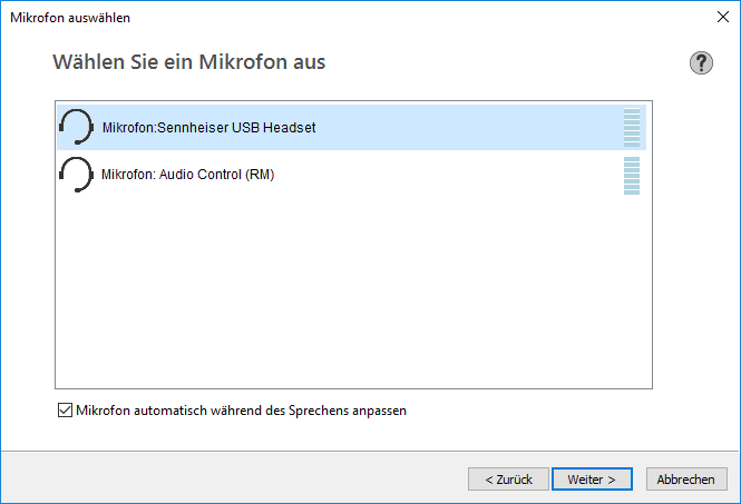 Mikrofon auswählen