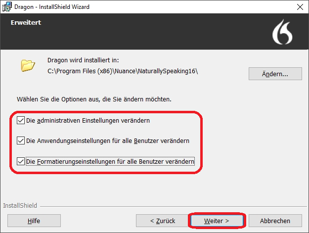 Dragon - InstallShield Wizard Erweitert