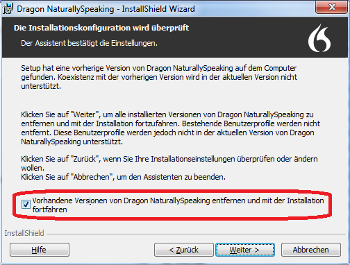 Die Installationskonfiguration wird überprüft