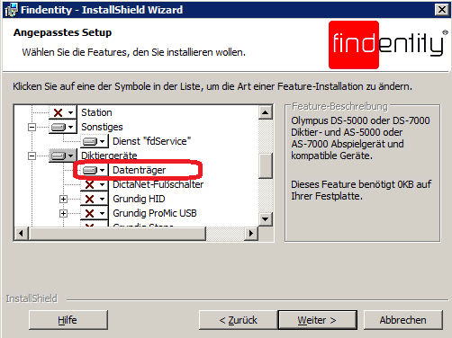 Angepasstes Setup