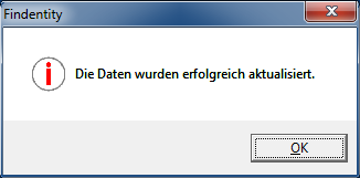 Erfolgsmeldung nach abgeschlossener Datenübernahme