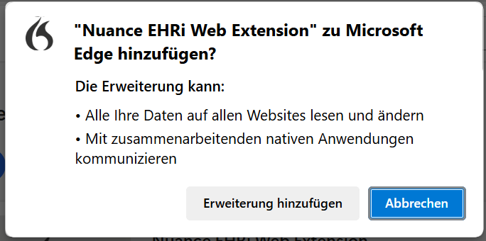 "Nuance EHRi Web Extension" zu Microsoft Edge hinzufügen?