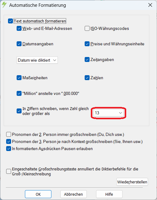 Automatische Formatierung