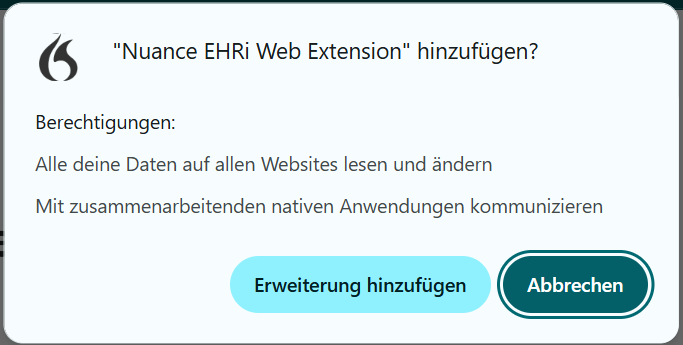 "Nuance EHRi Web Extension" hinzufügen?