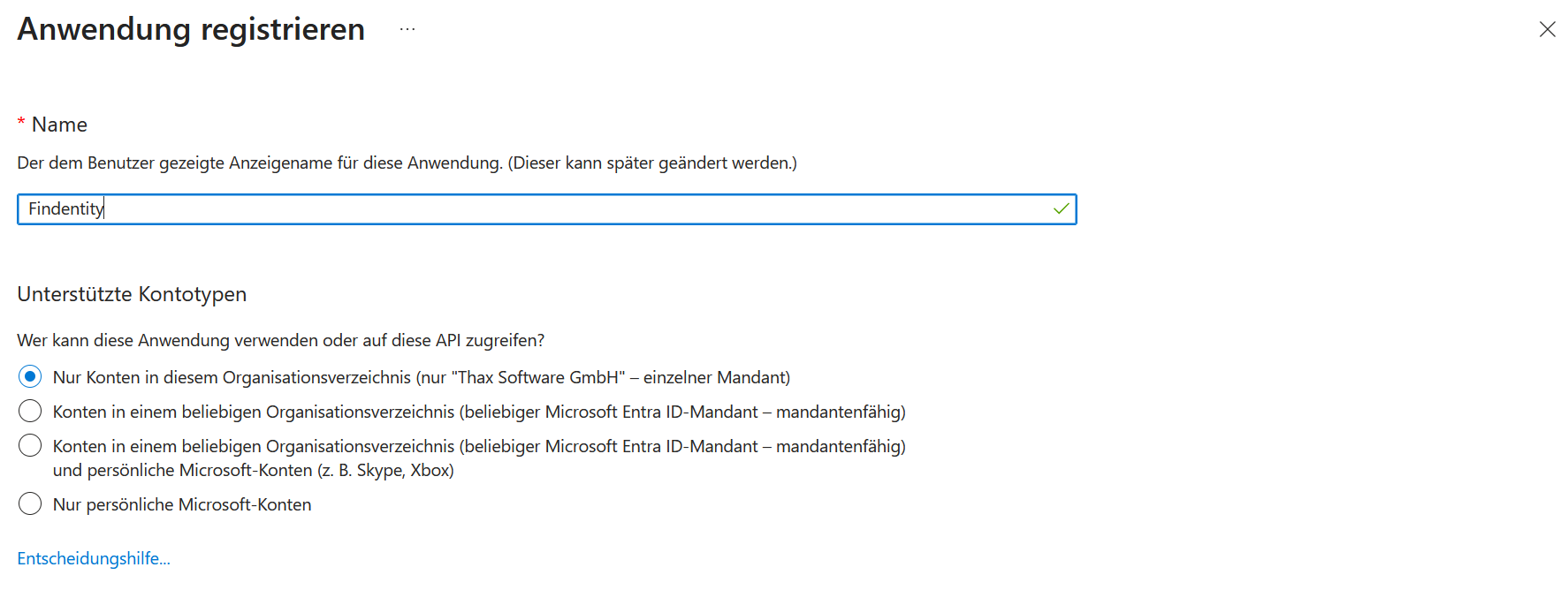 Anwendung registrieren