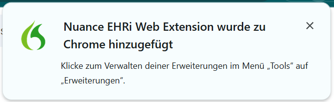Nuance EHRi Web Extension wurde zu Chrome hinzugefügt