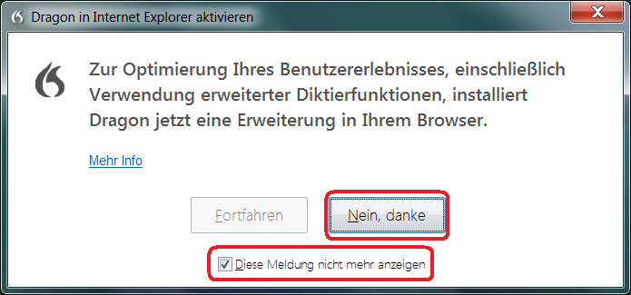 Dragon in Internet Explorer aktivieren