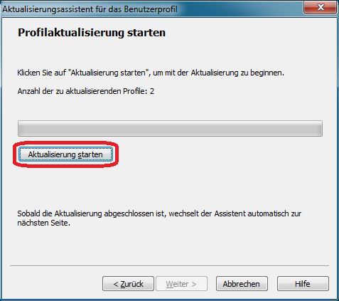 Profilaktualisierung starten