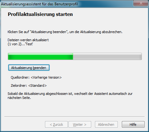 Profilaktualisierung starten