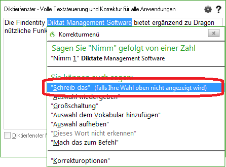 Diktierfenster