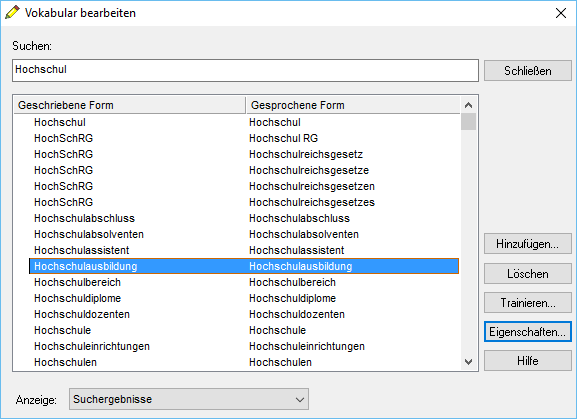 Vokabular bearbeiten