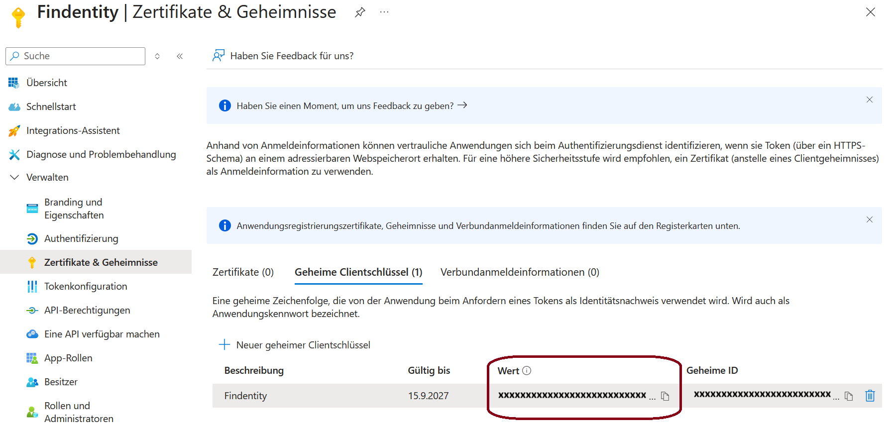 Zertifikate &amp; Geheimnisse
