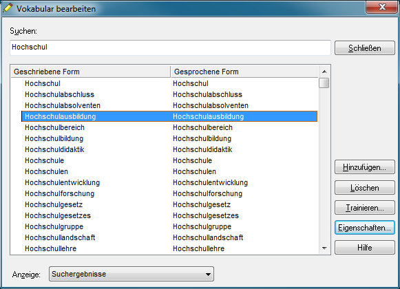 Vokabular bearbeiten