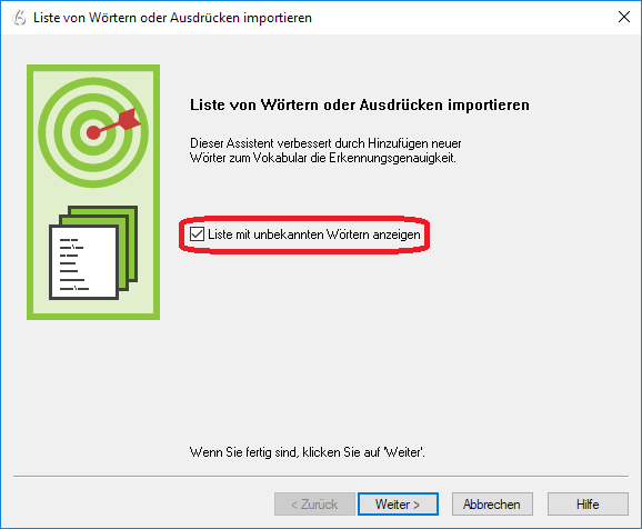 Liste von Wörtern oder Ausdrücken importieren