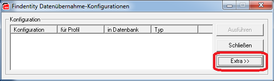 Erweiterter Bereich der Findentity-Datenübernahme