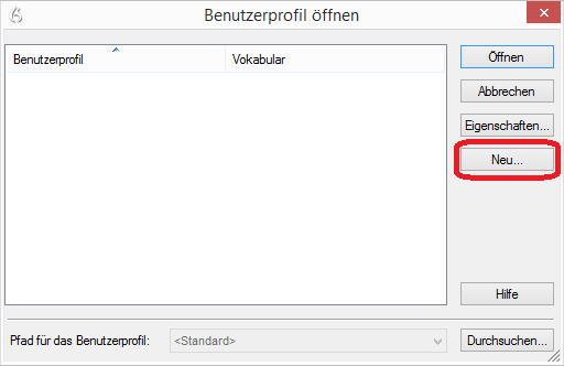 Benutzerprofil öffnen