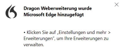 Dragon Weberweiterung wurde Microsoft Edge hinzugefügt
